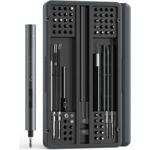 iFu Mini Electric Screwdriver Kit, 90-in-1 Precision Repair Set with 64 Magnetic Bits & LED Light, Cordless Power Screwdriver for Phone, Laptop, Computer, Camera, Watch, Electronics - Gift for Men (Dark Gray Green-mr1)