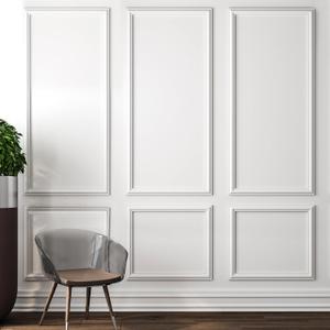 Pangda 3 Set Peel and Stick Wall Molding Kit, Premade Accent Molding Wainscoting Panel for Interior Wall Moulding Decor, Ready to Assemble Wainscoting Accent Panel (54 x 24 in)