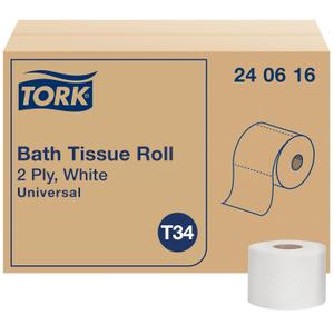 Tork Toilet Paper Roll White T34, Universal, 2-ply, 48 x 616 sheets, 240616