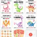 HIDEGRASS Dinosaur Valentine's Day Cards for Kids Classroom, 30 Pack Valentine Cards with 36 Stickers & 30 Envelops, Valentines Gifts for Boys Girls (Red)