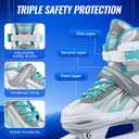 Adjustable Ice Skates for Kids Girls Boys, 4 Size Adjustable Beginner Ice Hockey Skates for Youths Teen, Warm Ice Skating Shoes with Electroplated Color-Changing Blades for Outdoor and Rink Small (11C-1 US) Little Kids