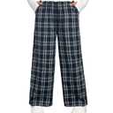 OYOANGLE Girl's Y2k Plaid Pants Elastic Waist Casual Loose Long Trousers