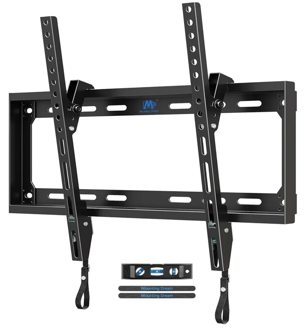 Mounting Dream Tilting TV Mounts for Most 26-60 Inch LED, LCD TVs up to VESA 400 x 400mm and 88 LBS Loading Capacity, TV Wall Mount with Unique Strap Design for Easily Lock and Release MD2268-MK