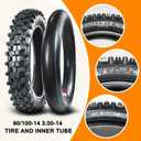 HOLATO Rear 90/100-14 3.00-14 Front 70/100-17 2.75-17 Tire and Inner Tube for 110cc 125cc KLX125 KLX140 KX85 TTR125 RM80 TaoTao DB17 Apollo RFZX18 Coolster Dirt Pit Bike Off Road Motocross Heavy Duty