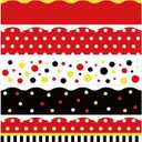 79Ft Cartoon Mouse Bulletin Board Borders Red Yellow Black Dot Bulletin Board Decorations Mouse Color Trim Border Decor Cartoon Mouses Border Stickers for Back to School Classroom Party Wall Decor
