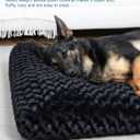 KSIIA Washable Dog Bed Anti-Slip Dog Crate Beds Deluxe Plush Kennel Pad Comfy Pet Sleeping Mat for Large Dogs, 35" x 23", Black