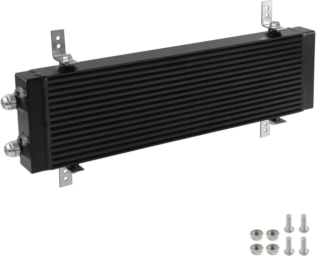 Universal Dual Pass Bar & Plate Oil Cooler Large and Screws Black