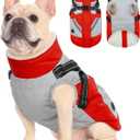 FUAMEY Dog Winter Jackets for Small Dogs, Dog Coat with Harness Built in, Waterproof Dogs Snowsuits Warm Pet Jacket Zip Up Fleece Cold Weather Coats Reflective Puppy Vest with Pocket Red, Size: S