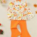 Toddler Baby Girl Clothes Fall/Winter Girls Outfits Ruffle Long Sleeve Tops Floral Flared Pants Girls' Clothing Sets (2-3T, Thanksgiving Day Yellow)