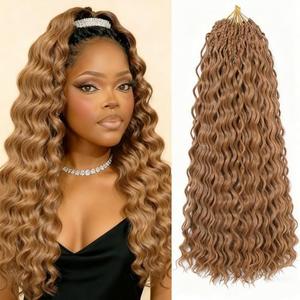 Ocean Wave Crochet Hair Crochet Hair Pre Looped Boho Deep Wave Curly for Black Women Braiding Hair Extensions 18 Inch 9 Packs 27#