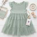 Arshiner Toddler Girls Dress Ruffle Sleeveless Tiered Swing Twirly Dresses Cute Summer Beach Sundress Size 3