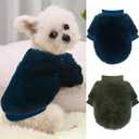 2 Pieces Dog Sweaters for Boy Fall Winter Warm Puppy Clothes Fleece Chihuahua Sweater Cute Clothes for Male Cat, Blue, Dark Green, Small