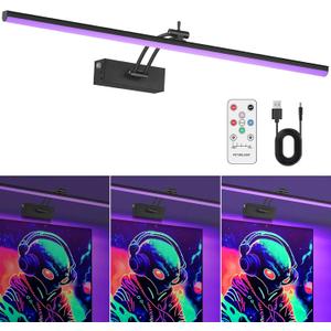 Black Light for Blacklight Tapestry, 24" Rechargeable Blacklight Wall Light with Remote, LED Black Lights for Fluorescent Art, Poster, Decor, Glow in The Dark Party, 6400mAh Battery Powered
