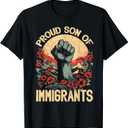 Proud Son of Immigrants Diversity Heritage Gift T-Shirt (XL, Black)