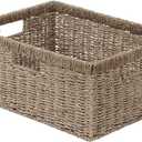 StorageWorks Extra Large Wicker Baskets for Organizing, Seagrass Storage Basket with Built-in Handles, 1 Pack