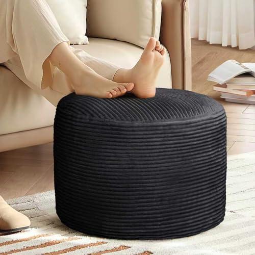 AS AWESLING Round Ottoman Foot Rest Pouf for Living Room Couch - Soft Plush Hassock