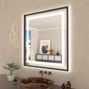 Amorho 36" X32" LED Bathroom Mirror with Black Frame, Front Light and Backlit, Stepless Dimmable, Anti-Fog, Shatter-Proof, Memory, 3 Colors, Double LED Vanity Mirror