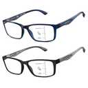 CARA Progressive Reading Glasses for Men Multifocus TR90 Readers, Extremely Lightweight Blue Light Blocking Eyeglasses 2 Pack(1.75x)