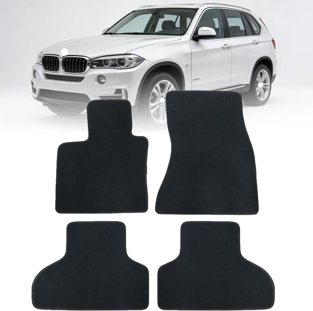 GXARTS Car Floor Mats Carpet Full Set Fit for BMW X5 F15 2013 2014 2015 2016 2017 2018 | All-Weather, Velour, Black 4PCS | Waterproof ? Anti Sliding Back (Large)