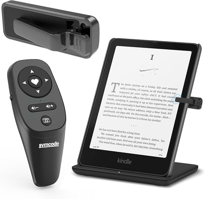 Remote Control Page Turner 2 Pack for Kindle/TikTok,Symcode Kindle Paperwhite Oasis Kobo eReaders,Bluetooth Page Turner for iPad iPhone, Scroller Remote for TIK Tok Video Taking Remote with Wrist Strap