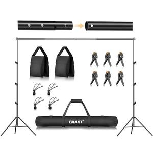 EMART Backdrop Stand 10x7ft(WxH) Photo Studio Adjustable Background Stand Support kit with 2 Crossbars, 8 Clamps, 2 Sandbags and Carry Bag for Parties, Events Decoration, Wedding, Photography