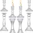 Glass Candlestick Holders - Set of 8 Clear Taper Candlestick Glasses,Crystal Candle,for All Formal Events,Candlelight Dinner,Wedding, Dinning, Party,Home Decoration