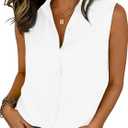 Women's Wrinkle Free Sleeveless Button Down Shirts Blouses with Mulberry Silk Casual Loose Tank Tops for Work XL