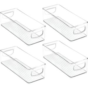 mDesign Kitchen Cabinet and Pantry Storage Organizer Bins - Pack of 4, Shallow, Clear (10 x 6 x 3)