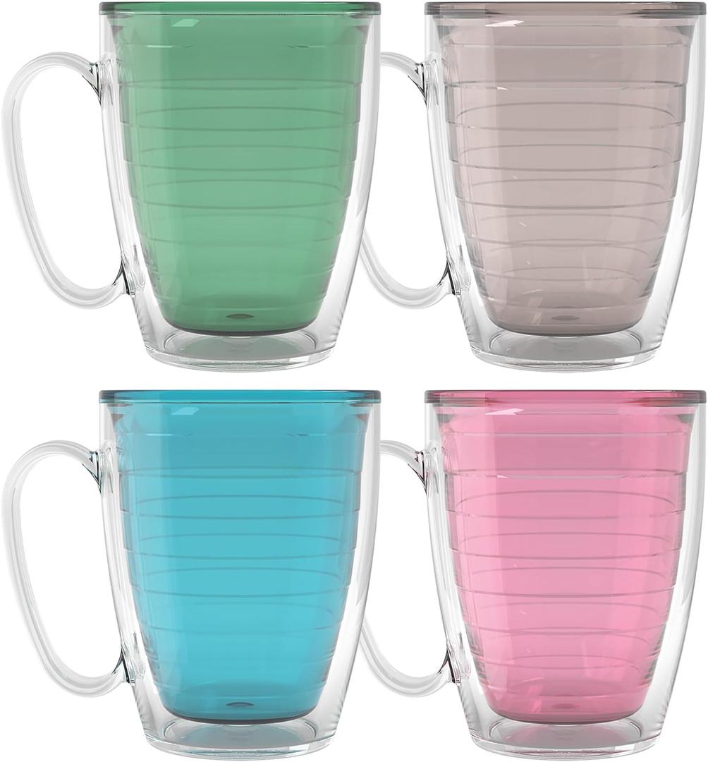 Tervis Clear & Colorful Tabletop - Bayou View Collection Made in USA Double Walled Insulated Tumbler Travel Cup Keeps Drinks Cold & Hot, 16oz Mug - 4pk, Assorted Pastels