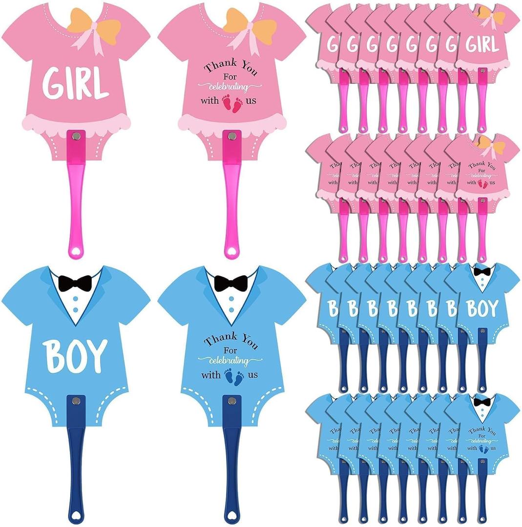 YLOLUL 50 Pcs Gender Reveal Party Favors Plastic Decorative Handheld Fans Boy or Girl Gender Reveal Hand Fans Baby Shower Favors Pink Blue Gender Reveal Decor Game
