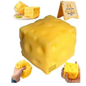 Jumbo Cheese Squishy Big Giant Large Cube Block Slow Rising Squeeze Toy squeezable Stress Relief Rebounding Sensory Fidget for Kids Adults Yellow Soft Rebound Novelty Gift Cute Party Favors (2.4in)