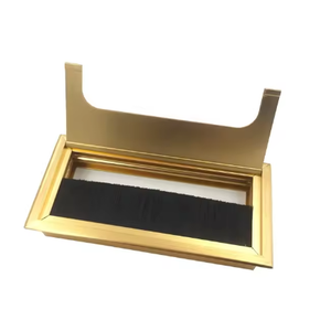 Bronze Aluminum Alloy Desk Cable Grommet Cover 16x8x3cm Rectangle Wire Hole Outlet Port