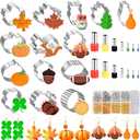 2 x Thanksgiving Polymer Clay Earing Cutters, Fall Polymer Clay Cutters Mini Pumpkin Chicken Earrings Cutters with 640 Jewelry Making Accessories 16 Circle Shape Earring Cutters Tools