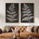 Large Framed Vintage Botanical Wall Art Set of 2, Black Neutral Retro Leaf Canvas Paintings Prints, Rustic Minimalist Modern Farmhouse Pictures for Living Room Bedroom Office Wall Decor, 24x36 Inch, 24" W x 36" H x 2Pcs
