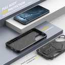 Ysnzaq Crossbody Lanyard Case for Samsung Galaxy A25, Heavy Duty Shockproof Protective Cover with Magnetic Bracket for Galaxy A25, DJ Carbon Black