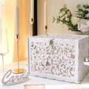 OurWarm White Wedding Card Box with Lock, PVC Gift Card Box for Wedding Decorations for Reception, Money Gift Boxes for Party Reception Anniversary Bridal Baby Shower Decorations