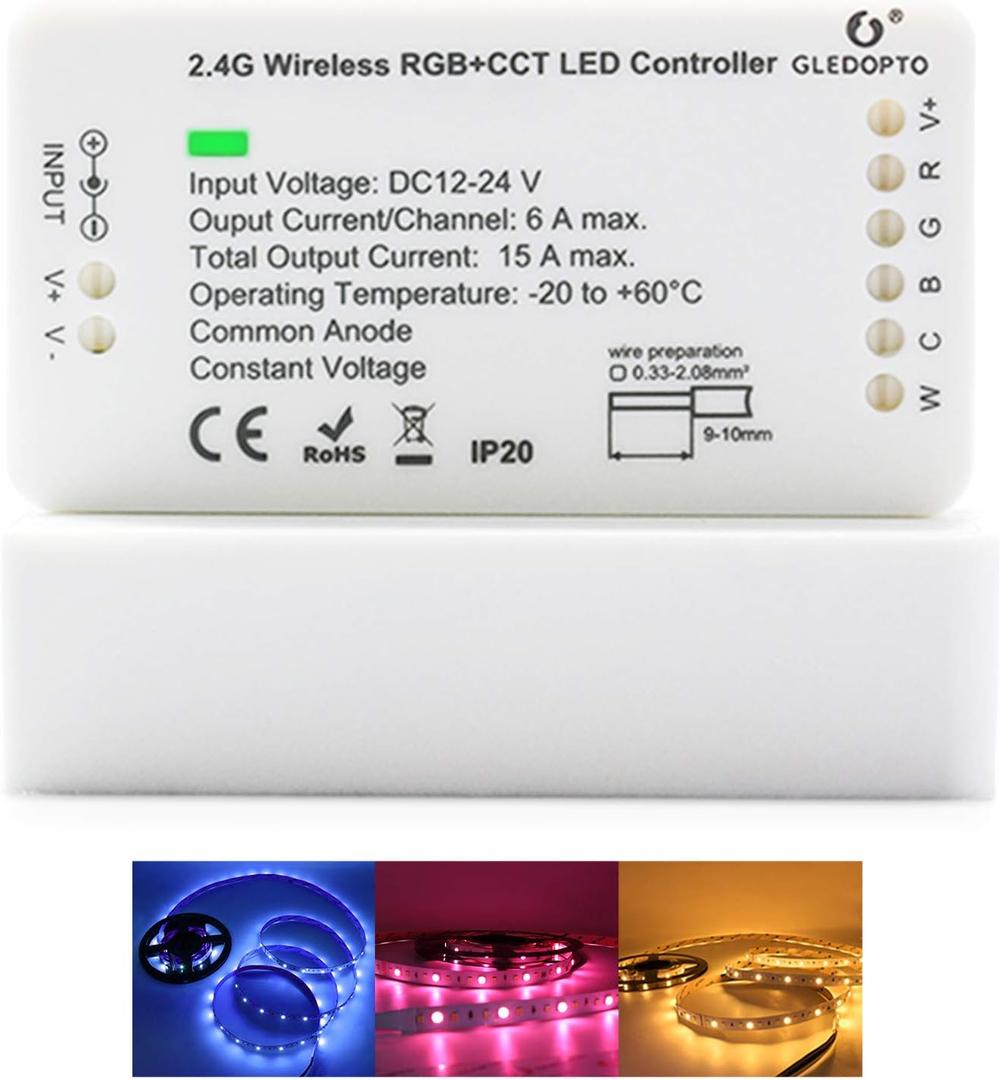 GLEDOPTO ZigBee 3.0 LED Strip Controller RGB+CCT Mix Dimmable Compatible with SmartThings Amazon Echo Plus App/Voice Control for RGB Warm White Cold White LED Strip Light (Require ZigBee Hub)