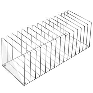 Ctosree Acrylic File Organizer for Desk Vertical 15 Compartments File Sorter Mail Organizer Desktop Countertop Folder Stand Racks for Office Home School Desk(Rectangle,Clear)