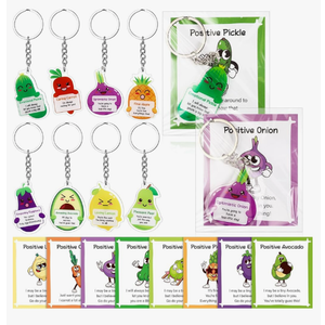 sureio Emotional Support Pickle Keychain Positive Beging of the Year Open House School Gifts New Job Going Away Farewell Gift 32 pcs