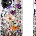 bemal for iPhone 17 Case Cute,Aesthetic Vintage Wildflower Mosaic Botanical Floral Girly Shell,Compatible with Magsafe,Trendy Unique Retro Protective Slim Silicone Phone Cover for Women Girls