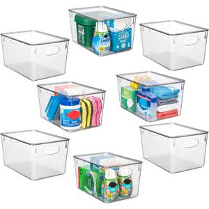CLEARSPACE Plastic Storage Bins With lids Perfect Kitchen Fridge Organizer, Pantry Organization, Cabinet Organizers (8 Pack)