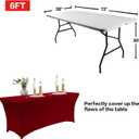 IVAPUPU 2 Pack 6FT Table Cloth for Rectangular Fitted Events Stretch Burgundy Table Covers Washable Spandex Tablecloth Protector for Party, Wedding, Cocktail, Banquet, Festival