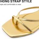 DREAM PAIRS Women's Strappy Flat Sandals - Comfortable Lace Up Gladiator Dressy Sandals, Square Toe Tie Up Walking Sandal, Summer Wrap Up Vocation Sandal Mermaid Shoes, Size 8, Gold