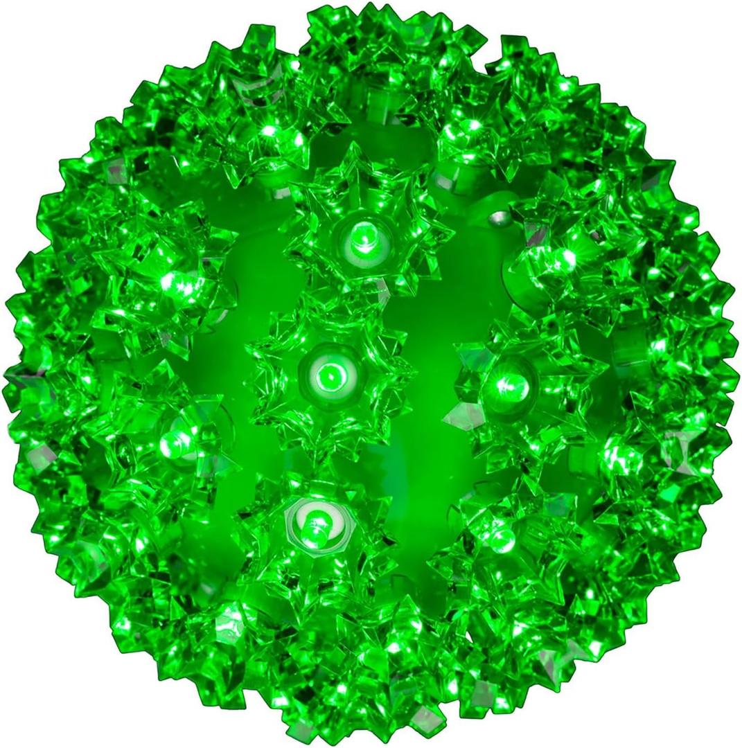 Novelty Lights LED 6in 50 Light Starlight Sphere, Green, Ornament Ball Light, 5ft Hanging Cord with S Hook, 12ft Power Cord with Stackable Plug, Commercial Grade