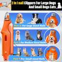 2-in-1 Cat Nail Clippers & Dog Nail Clippers Trimmers for Large Medium Small Dogs Cats Claw Trimmer Quick Sensor and Safety Guard USB Rechargeable with 2 LED Lights Dogs Nail Trimmer (XL, Orange 6th Generation)