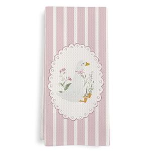 GWFSJYU Goose Kitchen Towels, Goose Nursery Room Decor, Pink Cute Geese Dish Tea Towels for Kitchen Nursery, Coquette Preppy Geese Decorative Hand Towel for Bathroom Girls Room, 16x24 Inch