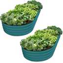 Plant & Plot Galvanized Raised Garden Beds Outdoor / / 8×4×1 ft (2-Pack) Planter Raised Beds for Gardening, Vegetables, Flowers / / Large Metal Garden Box / / Patented Tool-Free Design (Turquoise)