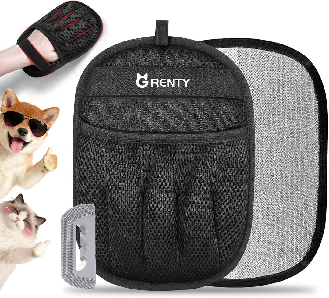 grenty Magic Brush Pet Hair Remover, Upgraded Five-Finger Electrostatic Pet Hair Removal Gloves, Dogs & Cats Pet Hair Removal Tools for Clothing, Carpet, Sofa Gaps, Car Seat