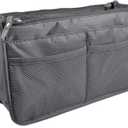 Vercord Updated Purse Handbag Organizer Insert Liner Bag in Bag 13 Pockets Grey Large