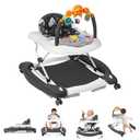 Baby Walker, 5 in 1 Baby Walkers for Boys Girls 6-12 Months, Foldable Walkers for Babies with Bouncer & Feeding Tray, Music, Adjustable Heights, Activity Walker for Infant